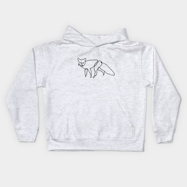 Fox Continuous Line Art Kids Hoodie by deadlydelicatedesigns